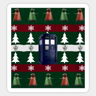 Dr. Who Ugly Christmas Print Sticker